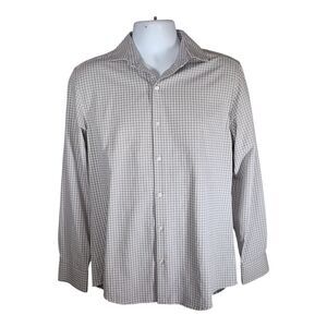 Ministry of Supply Shirt Long Sleeve Performance Vented Grey White Men's Small